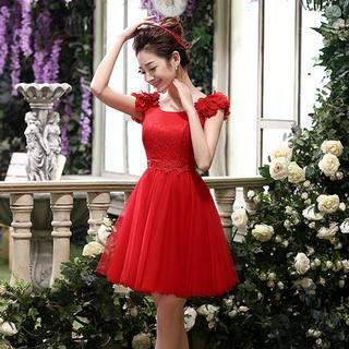 Corsage Sleeveless Mini Prom Dress