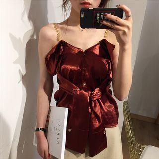 Chain Strap Off Shoulder Shirt