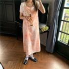 Spaghetti Strap Tie-dye Slit Chiffon Maxi Dress