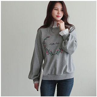 Puff-sleeve Embroidered Pullover