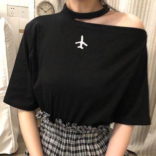 Short-sleeve Single-shoulder T-shirt