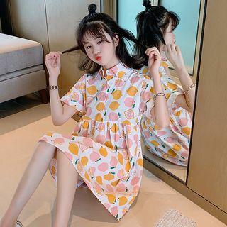 Short-sleeve Fruit Print Mini Dress