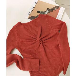 V-neck Twist-front Knit Top