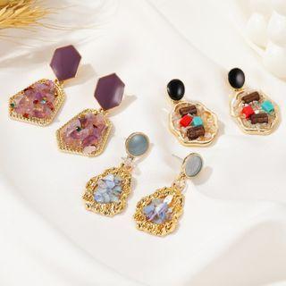 Gemstone Faux Crystal Dangle Earring