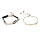 Set Of 2: Metal Bracelet 0274 - Mixed Color - One Size