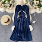 V-neck Bow Velvet Dress