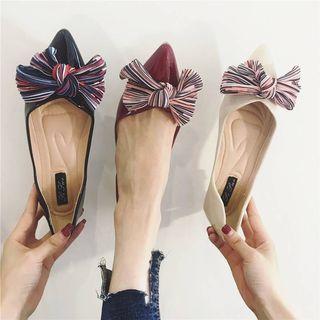 Striped Bow Pointed Flats