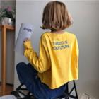 Cut Out Long-sleeve Embroidered T-shirt