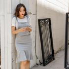 Set: Tie-strap Jumper Dress + Puff-sleeve T-shirt