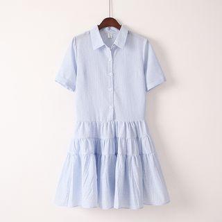 Short-sleeve Tiered Shirtdress