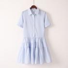 Short-sleeve Tiered Shirtdress