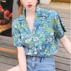 Floral Printed Short-sleeve Button-up Shirt