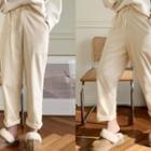 Drawstring Wide-leg Pants Cream - One Size