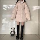 Plain Hooded Padded Coat Almond - One Size