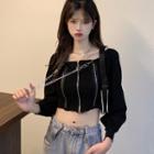Square-neck Chain Cropped T-shirt