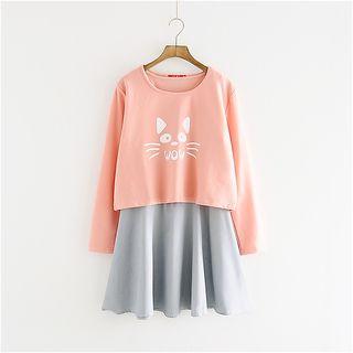Set: Top + Color-block Dress
