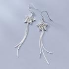 925 Sterling Silver Star Fringed Earring 1 Pair - Silver - One Size