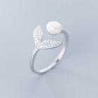 925 Sterling Silver Rhinestone Whale Tail Fap Open Ring