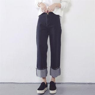 Roll-up Wide Leg Jeans