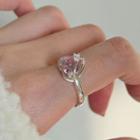 Rhinestone Heart Ring J2757 - Silver - One Size