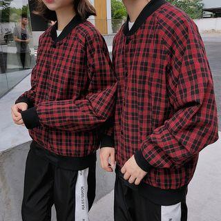 Couple Matching Plaid Button Jacket
