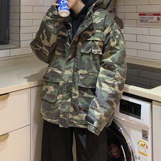 Long-sleeve Camo Hooded Jacket