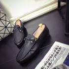 Faux-leather Cross String Loafers