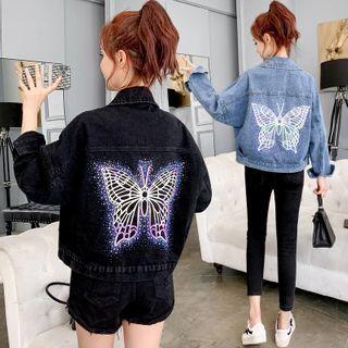Butterfly Print Denim Jacket