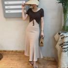 Short-sleeve Tie-front Crop T-shirt
