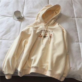 Print Hoodie Cream Almond - One Size