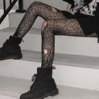 Spiderweb Patterned Mesh Tights Black - One Size