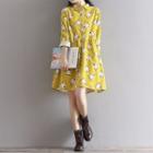Printed Long-sleeve A-line Shirt Dress