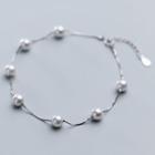 925 Sterling Silver Faux Pearl Anklet S925 Silver - As Shown In Figure - One Size