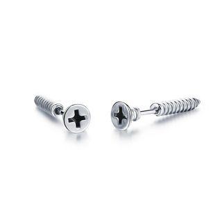 Simple Personality Screw 316l Stainless Steel Stud Earrings Silver - One Size