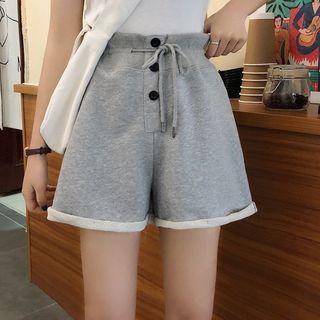 High Waist Buttoned Sport Shorts