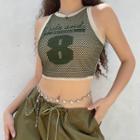 Lettering Mesh Cropped Tank Top