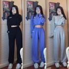 Set: Patched Sweatshirt + Harem Sweatpants