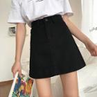 Plain High-waist Denim Skirt