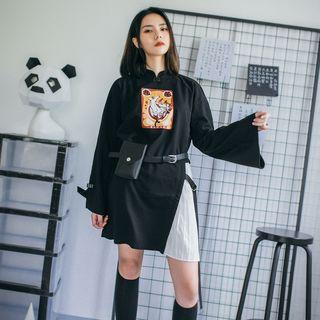Mock Two-piece Flared-sleeve T-shirt Dress
