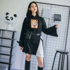 Mock Two-piece Flared-sleeve T-shirt Dress