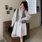 Mini A-line Shirt Dress / Houndstooth Vest