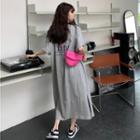 3/4 Sleeve Print Slit-side T-shirt Dress