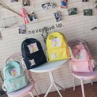 Canvas Patch & Lace Accent Backpack