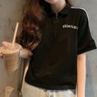 Short Sleeve Lettering Half-zip T-shirt