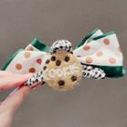 Cookie Bow Fabric Hair Clamp Ly1651 - Khaki & White - One Size