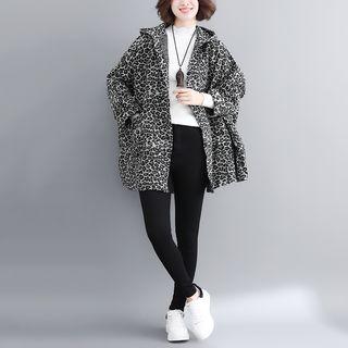Leopard Print Buttoned Hooded Jacket