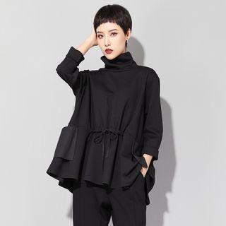 Turtleneck Batwing-sleeve Blouse