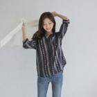 Tab 3/4-sleeve Pattern Blouse