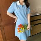 Short-sleeve Butterfly Embroidered Dress