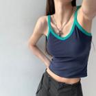 Contrasted V-neck Camisole Top In 5 Colors